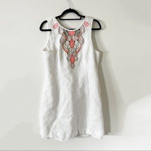Lily Pulitzer | Logan Embroidered Shift Dress Resort White Floral Pique Jacquard